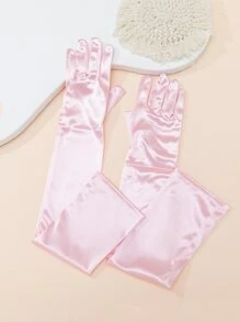 素色長手套 - 粉色 - 查看 4