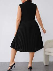 SHEIN Clasi Plus Pleated Hem Popover Dress - Black - View 2