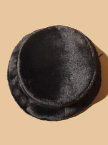 Plush Fuzzy Fluffy Bucket Hat - Black - View 2