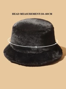 Plush Fuzzy Fluffy Bucket Hat - Black - View 3