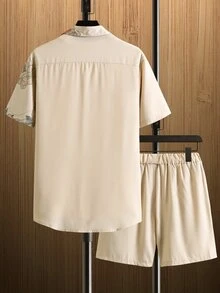 Manfinity Men Floral Print Shirt & Drawstring Waist Shorts Without Tee - Multicolor - View 2