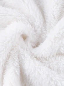 SHEIN Girls Drop Shoulder Flannel Jacket - White - View 4