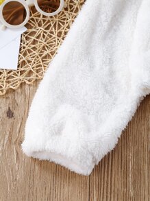 SHEIN Girls Drop Shoulder Flannel Jacket - White - View 8