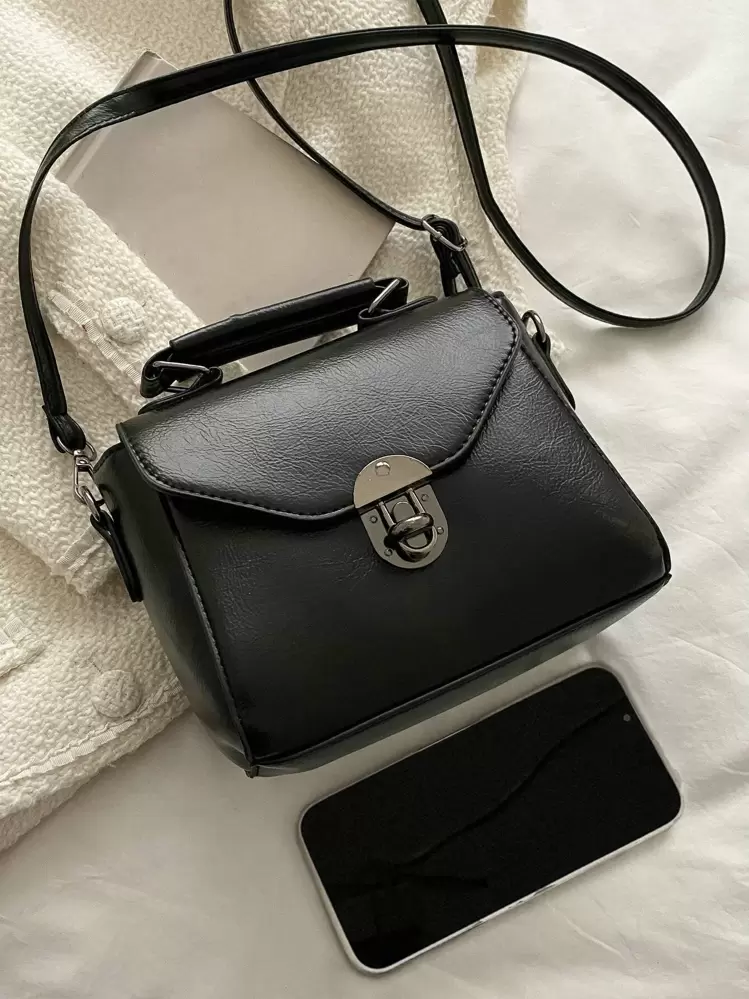 Mini Twist Lock Top Handle Flap Square Bag | SHEIN USA