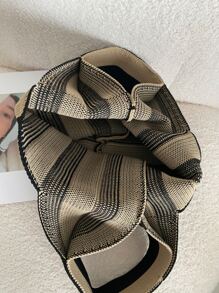 條紋圖案鉤針編織袋 - 彩色 - 查看 4