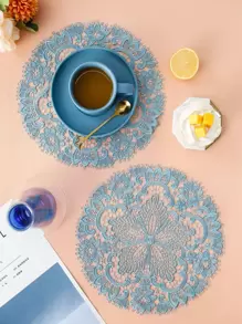 1入歐式风格花瓶、茶具和桌面裝飾餐墊