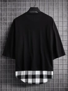 Manfinity Men Gingham Print Tee - Black - View 2