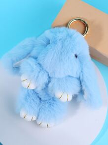 1pc Women's Cute Bunny Keychain, Plush & 3d Rabbit Shaped Key Chain For Bags, Sister's Gift - Blue - View 2