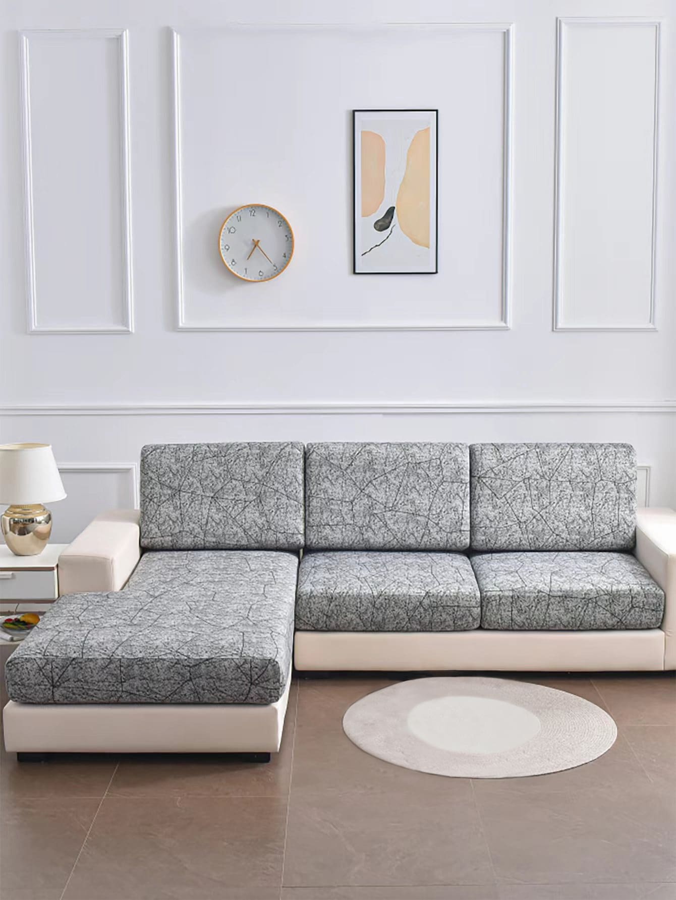 1pc Marble Pattern Sofa Seat Cushion Cover - Multicolor - View 1