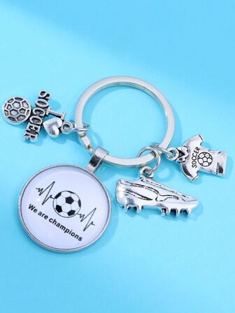 標語圖案圓形和足球球衣吊墜鑰匙圈