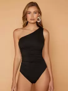 SHEIN BAE 單肩褶邊連身背心