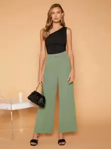 SHEIN BAE 單肩褶邊連身背心