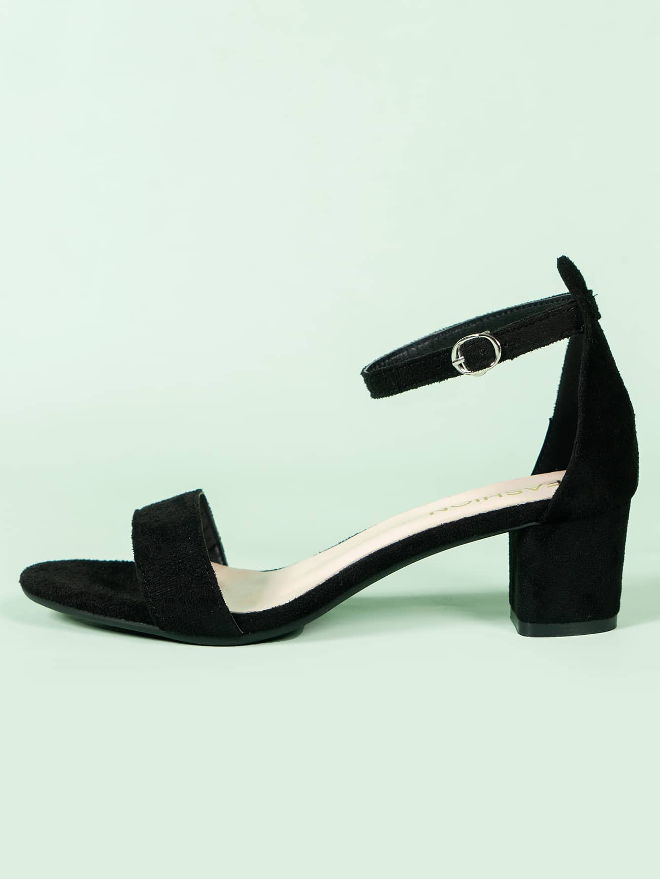 Dép xăng đan Tối giản Suedette  Gót thô Dây đeo mắt cá chân - màu đen - Xem 1