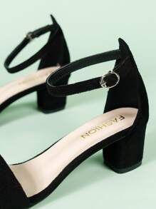 Dép xăng đan Tối giản Suedette  Gót thô Dây đeo mắt cá chân - màu đen - Xem 6