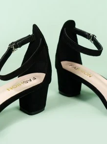 Dép xăng đan Tối giản Suedette  Gót thô Dây đeo mắt cá chân - màu đen - Xem 7