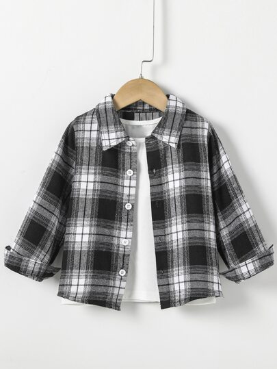 Toddler Girls Plaid Print Shirt