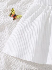 SHEIN Playful Pals Baby Girl Butterfly Print Contrast Binding Cami Dress - White - View 4