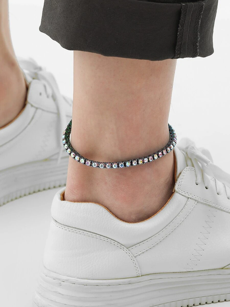 Men Rhinestone Decor Anklet - Multicolor - View 1