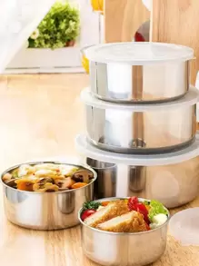 5 piezas Set de fiambreras de acero inoxidable - Plateado - Ver 1