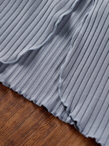 SHEIN 女孩木耳邊T恤和碎花吊帶洋裝 - 藍白色 - 查看 5