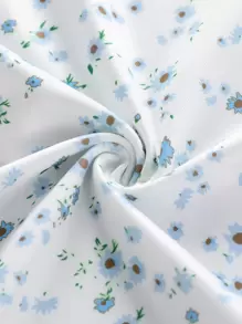 SHEIN 女孩木耳邊T恤和碎花吊帶洋裝 - 藍白色 - 查看 6