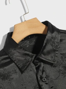 GENTILAND Áo sơ mi Nam Nút phía trước màu trơn Buổi tiệc - màu đen - Xem 3