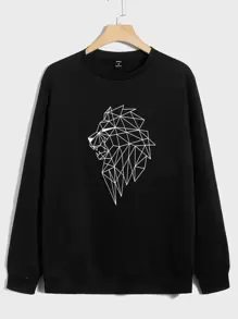 Manfinity Men Graphic Print Sweatshirt - Black - View 1