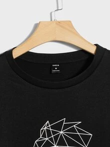 Manfinity Men Graphic Print Sweatshirt - Black - View 3