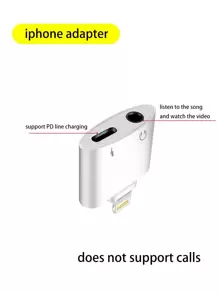 Adaptador de cable de cargador Lightning relámpago a audio & - Blanco - Ver 4