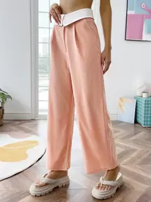 Dopamine Dressing High Waist Wide Leg Trousers - Coral Pink - View 3