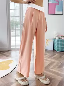Dopamine Dressing High Waist Wide Leg Trousers - Coral Pink - View 4