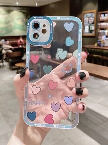 Heart & Smile Print Clear Phone Case - Multicolor - View 2