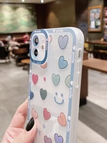 Heart & Smile Print Clear Phone Case - Multicolor - View 3