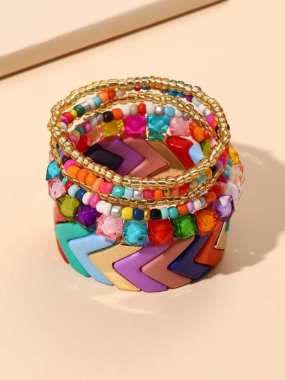 6pcs/Set Colorful Bracelet Set, Suitable For Daily Wear