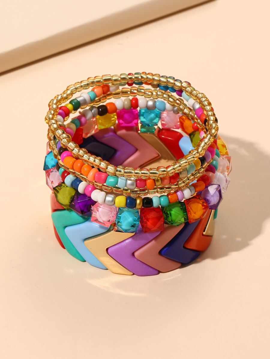 6pcs/Set Colorful Bracelet Set, Suitable For Daily Wear