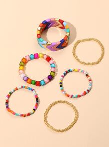 6pcs/Set Colorful Bracelet Set, Suitable For Daily Wear