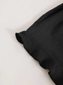 Trelyra 打結細節打褶荷葉邊吊帶連體短褲 - 黑色 - 查看 3