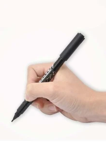 sipa 3pcs Black Marker Pen, Simple Easy To Use Double Head Permanent Marker For Office, School, Drawing, Writing - Black - View 3