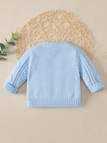 嬰兒菱形針織套頭毛衣 - 淺藍色 - 查看 2