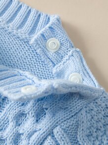 嬰兒菱形針織套頭毛衣 - 淺藍色 - 查看 4