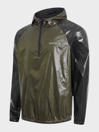 Manfinity Sport Corelite 男士標語圖案補丁貼後口袋連帽運動夾克