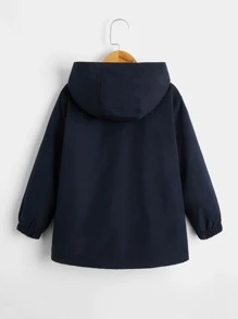 SHEIN 男孩補丁細節連帽加絨內裏外套