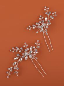 2 chiếc kẹp tóc đính đá lấp lánh trang trí cô dâu, vương miện phong cách Boho, phụ kiện đội đầu cho đám cưới và ngày Valentine. - Bạc - Xem 5