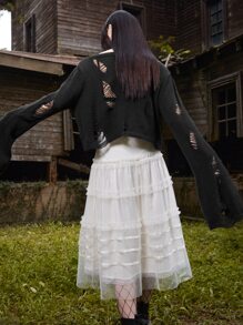 ROMWE Goth 素色破洞毛衣 - 黑色 - 查看 2