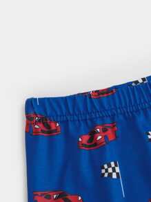Boys Skeleton & Car Print Snug Fit PJ Set - Blue - View 5