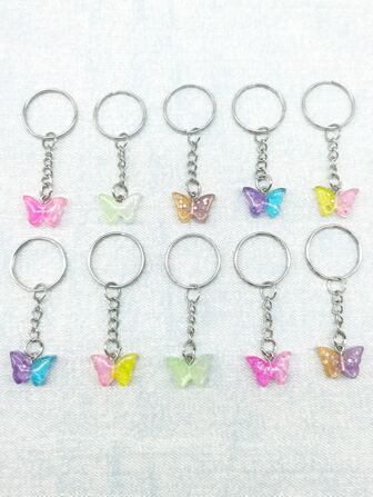 10入組蝴蝶墜飾鑰匙圈