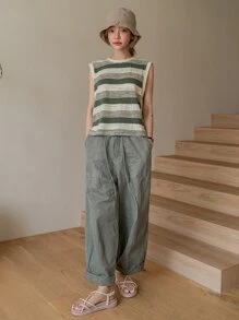 DAZY Women's Striped Casual Tank Top For Summer - Green - View 7