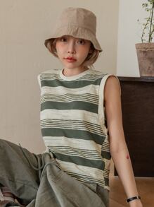 DAZY Women's Striped Casual Tank Top For Summer - Green - View 8