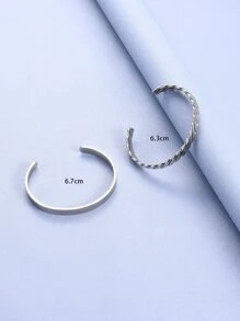 Fashionable and Popular 2pcs Men Twist Design Cuff Bangle Stainless Steel for Jewelry Gift and for a Stylish Look - Silver - View 3