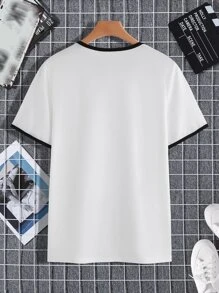 Manfinity Homme 男士撲克牌圖案T恤 - 白色 - 查看 2